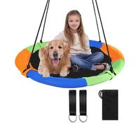 REDCAMP 43" Flying Saucer Tree Swing for Kids, Waterproof Large Round Swings Seat with Adjustable Hanging Straps for Outdoor Indoor Backyard Playground, Six Colors