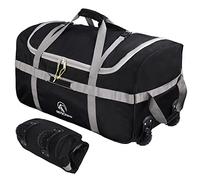 REDCAMP 85L Duffle Bag with Wheels, Large Foldable Travel Duffel Bag Luggage with Rollers (120l Black (Large))