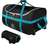 REDCAMP 85L Holdall with Wheels, Foldable Wheeled Duffle Bag Travel Bag,Lightweight Waterproof Soft Suitcase Luggage with Rollers for Camping Sports Outdoor, Blue