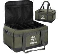 REDCAMP Camping Tote Organizer, 35L Tactical Duffel Bag, Waterproof Camp Storage Organizer with 3 Adjustable Dividers and Shoulder Strap for Outdoor Transport, Army Green