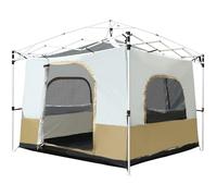 REDCAMP Canopy Camping Tent for Pop Up Canopy Tent, Inner Tent with Mesh Window, Converts Straight Leg 10'x10' or 10'x20' Canopy into Camping Tent, Fits 4-6 Person, Khaki(Frame/Shelter NOT Included)