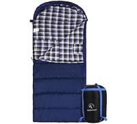REDCAMP Cotton Flannel Sleeping Bag for Adults, XL 32F Comfortable, Envelope with Compression Sack Blue 2lbs(95"x35")