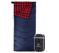 REDCAMP Cotton Lined Sleeping Bag for Adult, Flannel Compact Sleeping Bag for Camping Fishing 3-4 Season Cold Weather Winter, Red, 2lbs