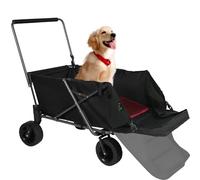 REDCAMP Foldable Dog Trolley with Extendable Rear, 136 kg Load Capacity, 220 L Transport Volume for Large Dogs, All-Terrain Wheels with Brakes, for Camping, Garden, Outdoor, High-Quality 600D Oxford