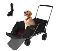 REDCAMP Foldable Dog Trolley with Extendable Rear | 136 kg Load Capacity | All-Terrain Wheels with Brakes | For Camping, Garden, and Outdoor Use | 600D Oxford Fabric