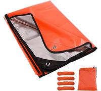 REDCAMP Heavy Duty Emergency Blanket for Survival, 7x5 ft Reusable Thickened Thermal Blanket & Waterproof Tarp with Guy Ropes, Reflective Rescue Bivvy Bag for Outdoor Camping Hiking, Orange