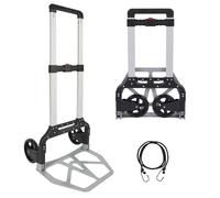 REDCAMP Heavy Duty Folding Hand Truck 150KG Load Capacity, Aluminium Portable Hand Cart with Telescoping Handle, Multi Purpose Foldable Barrow Sack,Silver