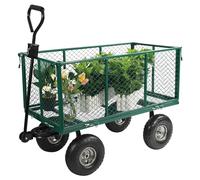 REDCAMP Large Garden Trolley on Wheels, XL Heavy Duty Metal High Garden Carts Wagons with Wheels and Removable Sides with Cart Liner, Multi-purpose 650 Lbs Capacity, Green