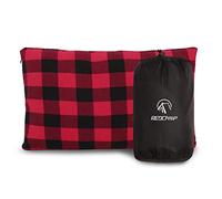 REDCAMP Small Camping Pillow Lightweight and Compressible, Flannel Travel Pillow with Removable Pillow Cover for adults，Ideal for Hiking Outdoor Picnic Backpacking ，Red and Black