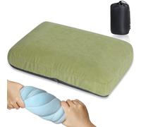 REDCAMP Small Memory Foam Camping Pillow, Compact Travel Pillow with Dual-Sided Cover (Cool Peach Skin & Warm Fleece), Supportive Neck & Lumbar Cushion for Camping, Hiking & Outdoor Trips, Green