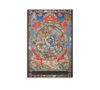 REDCHAMBER Tibetan The Wheel of Life Poster Painting On Canvas Wall Art Poster Scroll Picture Print Walls Decor Home Posters 24x36inch(60x90cm)