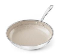 Redchef 28cm Hybrid Ceramic Non Stick Saute Pan,11" Cooking Skillet with Stay Cool Handle, All Stovetops (Gas,Electric/Induction),Dishwasher/Oven Safe,PFAS Free (Beige)