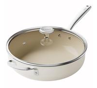 Redchef Ceramic Saute Pan with Lid, 28cm Nonstick Deep Frying Pan, 5QT Jumbo Cooker with Helper Handle & Lid, Non Toxic Ceramic Pan,Oven Safe, PFAS PFOA & PTFE Free
