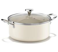 Redchef Ceramic Stock Pot with Lid, Soup Pot for All Stoves, 5 Qt Induction Cooking Pot for Soup Nonstick, Even Heating, Stay-Cool Handles, Oven/Dishwasher Safe, PTFE PFAS Free (Beige)