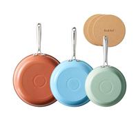Redchef Non Stick Frying Pan Set 3-Piece, Ceramic 20/24/28cm for All Hob Types, PFAS-Free PTFE-Free PFOA-Free, Induction Compatible, Oven Safe, Dishwasher Safe, 8" 9.5" 11" (Mix Colour)