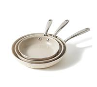 Redchef Non Stick Frying Pan Set, Ceramic Pan 20 24 28cm, Skillet Set 8-11" for Cooking with Stainless Stay Cool Handle, No PFAS & PTFE & PFOA, Oven Safe (Beige)