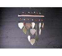 redchocol8® Handmade Garden Hanging Ceramic Windchime 3 Tier Leaves Green Natural Gift B19
