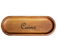 redchocol8® Handmade Small Wooden Oval Tray for Coins Engraved Home Organise Coin Gift