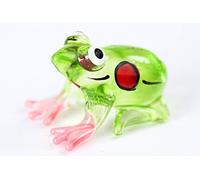 redchocol8® Miniature Glass Frog Handmade Tiny Mini Green Frog Little Garden Decor Ornament Gift Collectable Terrarium Decor Small Desk Sculpture
