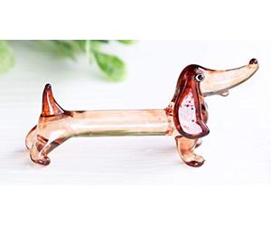 redchocol8® NEW Tiny Mini Small Handmade Glass Sausage Dog Gloss Garden Decor Ornament Brown Dachshund Terrariums