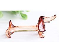 redchocol8® Tiny Mini Small Handmade Glass Sausage Dog Dachshund Ornament Brown Gloss Garden Decor Terrariums Sculpture