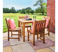 Redcliffe Garden Square Dining Set - 4 Seater - 80cm - Acacia Wood - 4 Broadfield Side Dining Chair