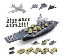 RedCrab Aircraft Carrier Playset, Battleships Model Toys, includes Airplanes, Helicopter, Trucks, Action Figures Kit Cool Toys for Boys Girls Ages 3 4 5 6 +
