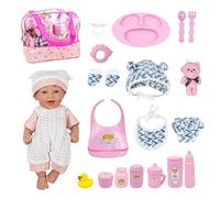 RedCrab Baby Doll Toys Set, Newborn Dolls PlaySet with Dolls, Clothes, Feeding Set, Doll Bear, Handbell and More Doll Accessories, 20 PCS Pretend Play Baby Doll Bag Playset for 3+ Girls