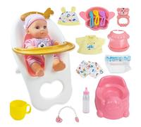 RedCrab Baby Doll Toys Set, Newborn Dolls PlaySet with High Chair Stroller Feeding White, Feeding & Nursing Accessories,17PCS Interactive Baby Dolls Toys Playset