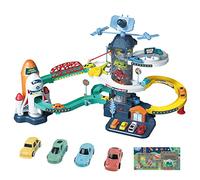 RedCrab Car Race Track Elevator Toy for Boys,Kids Space Toy Car Ramp Climbing Hills Parking Adventure Playset,Satellite Cars Garage Track with Electric Elevator Toy for Toddlers, 62 * 30 * 38 CM