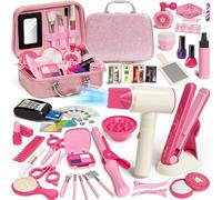 RedCrab Kids Beauty Salon Toy Set, Girls Hair Salon Stylist Pretend Kit, Make Up Playset Includes Kids Hair Dryer, Comb, Makeup Bag and Other Accessories, 3-8 Years for Children