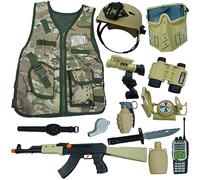 RedCrab Kids Camouflage Toys Soldier Combat Army Costume Set with Helmet, Toy Guns for Boys,12pcs Military War Accessories Dress Up Role Play Set for Kid Aged 3-10 Toddlers Boys Girls