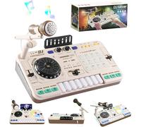 RedCrab Kids DJ Mixer Table, DJ Decks for Baby with Microphone, Bluetooth, Piano Keys, LED Lights, Interactive Music Keyboard Toy for Children, Educational Musical DJ Set for Boys and Girls (White)