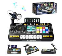 RedCrab Kids DJ Mixer Table, DJ Decks for Baby with Microphone, Bluetooth, Piano Keys, LED Lights, Interactive Music Keyboard Toy for Children, Educational Musical DJ Set for Boys and Girls (Black)