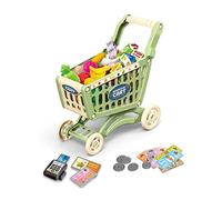 RedCrab Kids Shopping Cart Toy Supermarket 54pcs Playset Included Grocery Cart Toy,Credit Card Pretend Fruit Vegetables Shop Accessories for Boy Girl Kid (Green)