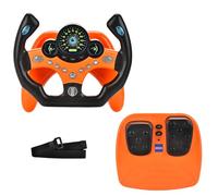 RedCrab Kids Steering Wheels with Brake and Gas Pedals Toy, Pretend Driving Seat Toys with Light and Music,Simulated Driving for Toddlers, Baby Electric Early Learning Educational Toys (Orange)