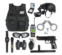 RedCrab Kids SWAT Police Costumes Set, Officer Pretend Deluxe Set Uniform Outfit Role-playing Toys, Chirldren Costume for Boys Costumes, SWAT Police Gear Dress Up for Kids