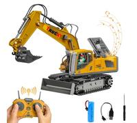 RedCrab Remote Controlled Excavator Toy for Kids, 2.4 GHz Excavator with Metal Shovel, 680° Rotation, Ages 3-8