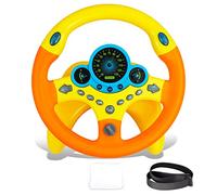RedCrab Steering Wheel Car Driving Simulated Seat with Light and Music for Kids, Pretend Driving Toys, Baby Electric Early Learning Educational Toys for Boys and Girls (Orange)