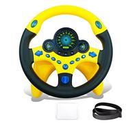RedCrab Steering Wheel Car Driving Simulated Toy with Light and Music for Kids, Pretend Driving Seat Toys,Baby Electric Early Learning Educational Toys for Boys and Girls (Black)