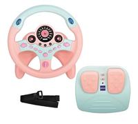 RedCrab Steering Wheels with Brake and Gas Pedals Toy for Kids,Simulated Driving for Toddlers with Light and Music, Pretend Driving Seat Toys, Baby Electric Early Learning Educational Toys (Pink)