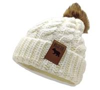 REDCUB Toddler and Baby Winter Bobble Hat Beanie with Pom Pom | Girls Boys Acrylic Kids Baby Beanies | Soft Thick Knit Winter Bobble Hat | 12-36 Months (Snow White)