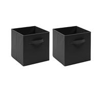 Redd Royal 2 PCS Folding Storage Boxes with Handle, Foldable Canvas Organiser Cube Basket Bin Storage Unit for Nursery Wardrobe Kids Room (Black, Pack of 2)