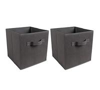 Redd Royal 2 PCS Folding Storage Boxes with Handle, Foldable Canvas Organiser Cube Basket Bin Storage Unit for Nursery Wardrobe Kids Room (Grey, Pack of 2)