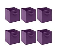Redd Royal 2 PCS Folding Storage Boxes with Handle, Foldable Canvas Organiser Cube Basket Bin Storage Unit for Nursery Wardrobe Kids Room (Dark Purple, Pack of 6)