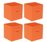 Redd Royal 2 PCS Folding Storage Boxes with Handle, Foldable Canvas Organiser Cube Basket Bin Storage Unit for Nursery Wardrobe Kids Room (Orange, Pack of 4)