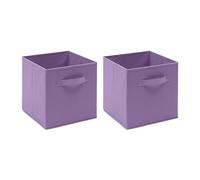Redd Royal 2 PCS Folding Storage Boxes with Handle, Foldable Canvas Organiser Cube Basket Bin Storage Unit for Nursery Wardrobe Kids Room (Light Purple, Pack of 2)