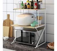 Redd Royal 3-Tier Microwave Oven Shelf Stand, Kitchen Countertop Storage Rack Spices Rack Freestanding, Home Office Printer Stand Multifunctional Unit Shelving Wood Top Metal Frame