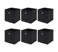Redd Royal Pack of 2/4/6 Fabric Unit Storage Cubes Boxes Foldable with Handle, Non-Woven Fabric Collapsible Storage Organizer Basket Bins for Wardrobe Clothes Toys (Black#2, Pack of 6)