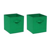 Redd Royal Pack of 2/4/6 Fabric Unit Storage Cubes Boxes Foldable with Handle, Non-Woven Fabric Collapsible Storage Organizer Basket Bins for Wardrobe Clothes Toys (Dark Green, Pack of 2)